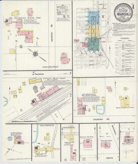Sanborn Fire Insurance Map from Higginsville, Lafayette County, Missouri (1909), Sheet #0001 - Historic Sanborn Fire Insurance Map Print, vintage old map wall art, antique decor, genealogy gift, Missouri Missouri map