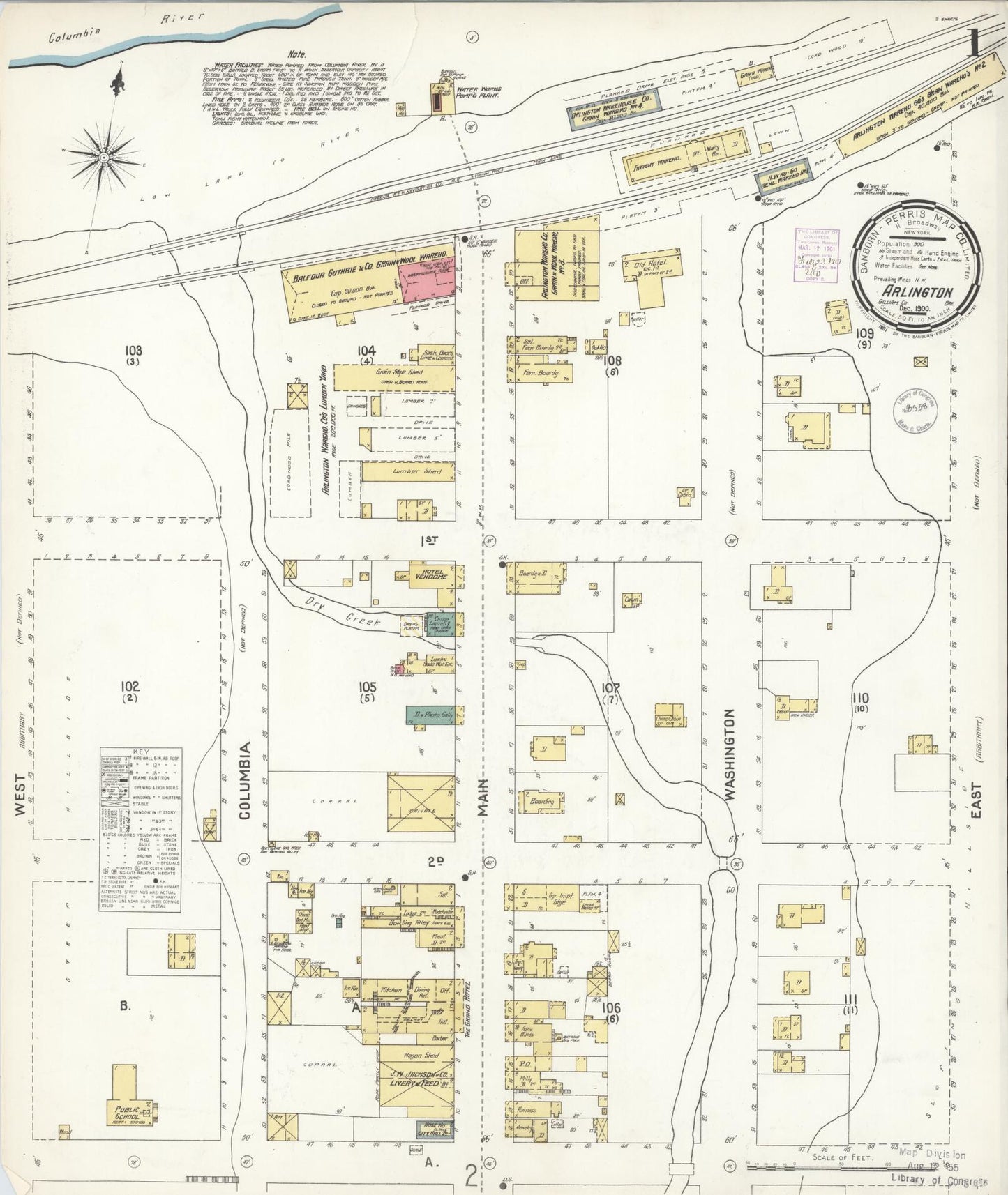 Sanborn Fire Insurance Map from Arlington, Gilliam County, Oregon (1900), Sheet #0001 - Complete Map Set gallery image, historic Sanborn map, vintage wall art, Oregon Oregon