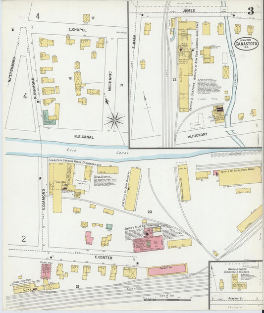 Sanborn Fire Insurance Map from Canastota, Madison County, New York (1900), Sheet #0003 - Historic Sanborn Fire Insurance Map Print, vintage old map wall art, antique decor, genealogy gift, New York New York map