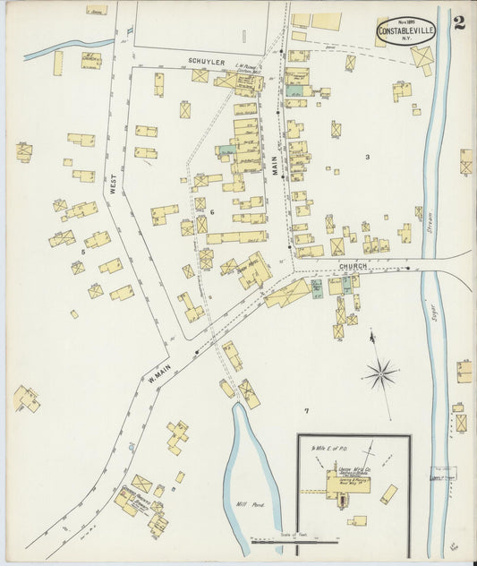 Sanborn Fire Insurance Map from Constableville, Lewis County, New York (1895), Sheet #0002 - Historic Sanborn Fire Insurance Map Print, vintage old map wall art, antique decor, genealogy gift, New York New York map