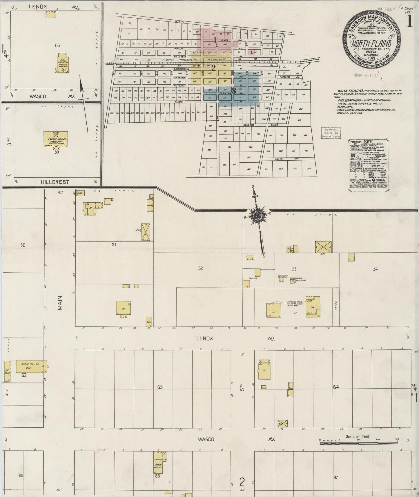 Sanborn Fire Insurance Map from North Plains, Washington County, Oregon (1921), Sheet #0001 - Historic Sanborn Fire Insurance Map Print, vintage old map wall art, antique decor, genealogy gift, Oregon Oregon map