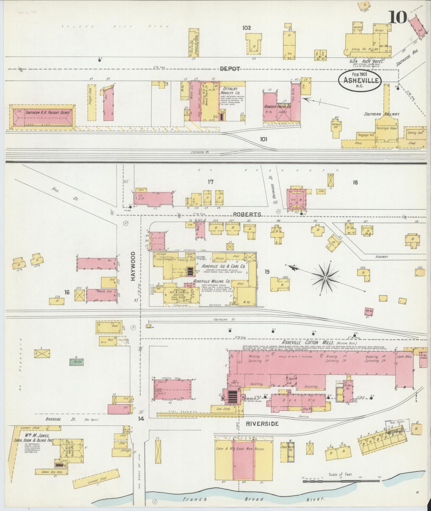 Sanborn Fire Insurance Map from Asheville, Buncombe County, North Carolina (1901), Sheet #0010 - Complete Map Set gallery image, historic Sanborn map, vintage wall art, North Carolina North Carolina