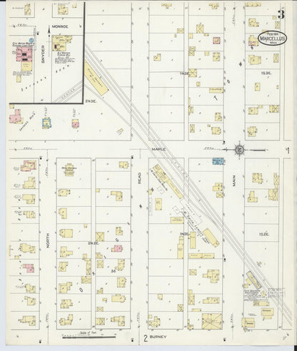 Sanborn Fire Insurance Map from Marcellus, Cass County, Michigan (1914), Sheet #0003 - Complete Map Set gallery image, historic Sanborn map, vintage wall art, Michigan Michigan