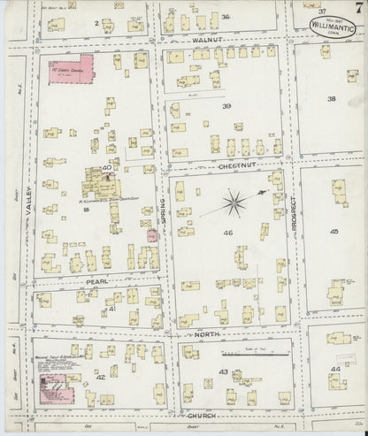 Sanborn Fire Insurance Map from Willimantic, Windham County, Connecticut (1887), Sheet #0007 - Complete Map Set gallery image, historic Sanborn map, vintage wall art, Connecticut Connecticut