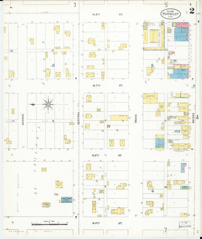 Sanborn Fire Insurance Map from Humboldt, Allen County, Kansas (1906), Sheet #0002 - Complete Map Set gallery image, historic Sanborn map, vintage wall art, Kansas Kansas
