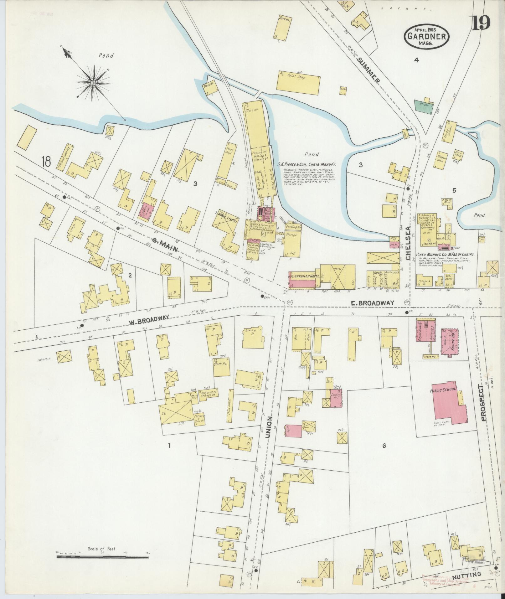 Sanborn Fire Insurance Map from Gardner, Worcester County, Massachusetts (1905), Sheet #0019 - Complete Map Set gallery image, historic Sanborn map, vintage wall art, Massachusetts Massachusetts