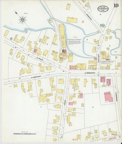 Sanborn Fire Insurance Map from Gardner, Worcester County, Massachusetts (1905), Sheet #0019 - Complete Map Set gallery image, historic Sanborn map, vintage wall art, Massachusetts Massachusetts