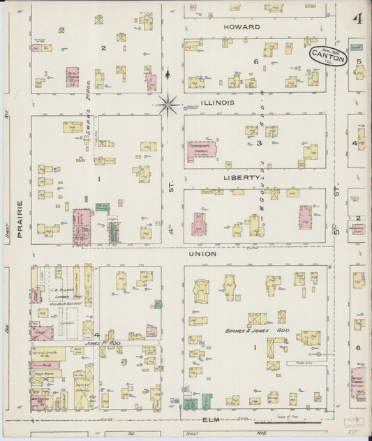 Sanborn Fire Insurance Map from Canton, Fulton County, Illinois (1886), Sheet #0004 - Historic Sanborn Fire Insurance Map Print, vintage old map wall art, antique decor, genealogy gift, Illinois Illinois map