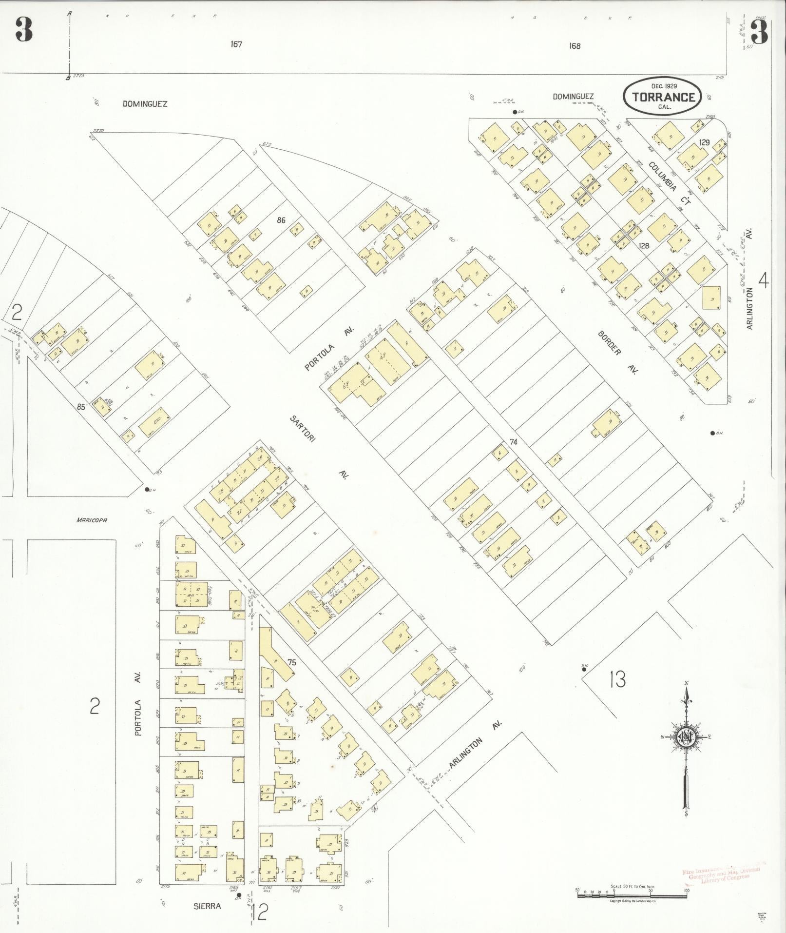 Sanborn Fire Insurance Map from Torrance, Los Angeles County, California (1929), Sheet #0003 - Complete Map Set gallery image, historic Sanborn map, vintage wall art, California California