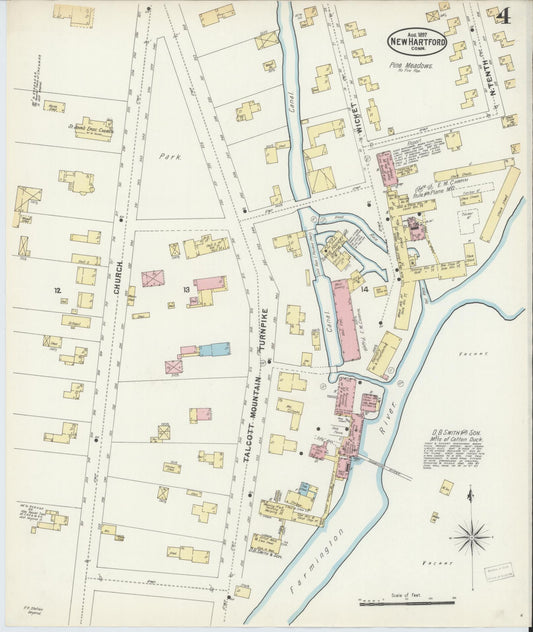 Sanborn Fire Insurance Map from New Hartford, Litchfield County, Connecticut (1897), Sheet #0004 - Historic Sanborn Fire Insurance Map Print, vintage old map wall art, antique decor, genealogy gift, Connecticut Connecticut map