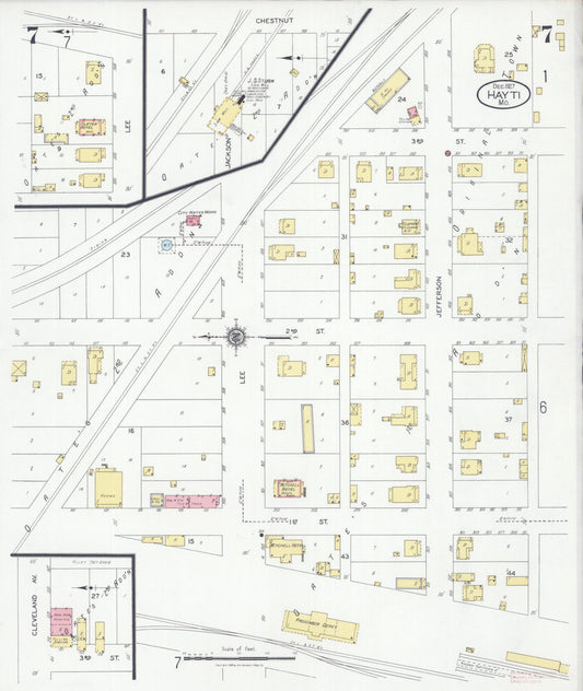 Sanborn Fire Insurance Map from Hayti, Pemiscot County, Missouri (1927), Sheet #0007 - Historic Sanborn Fire Insurance Map Print, vintage old map wall art, antique decor, genealogy gift, Missouri Missouri map