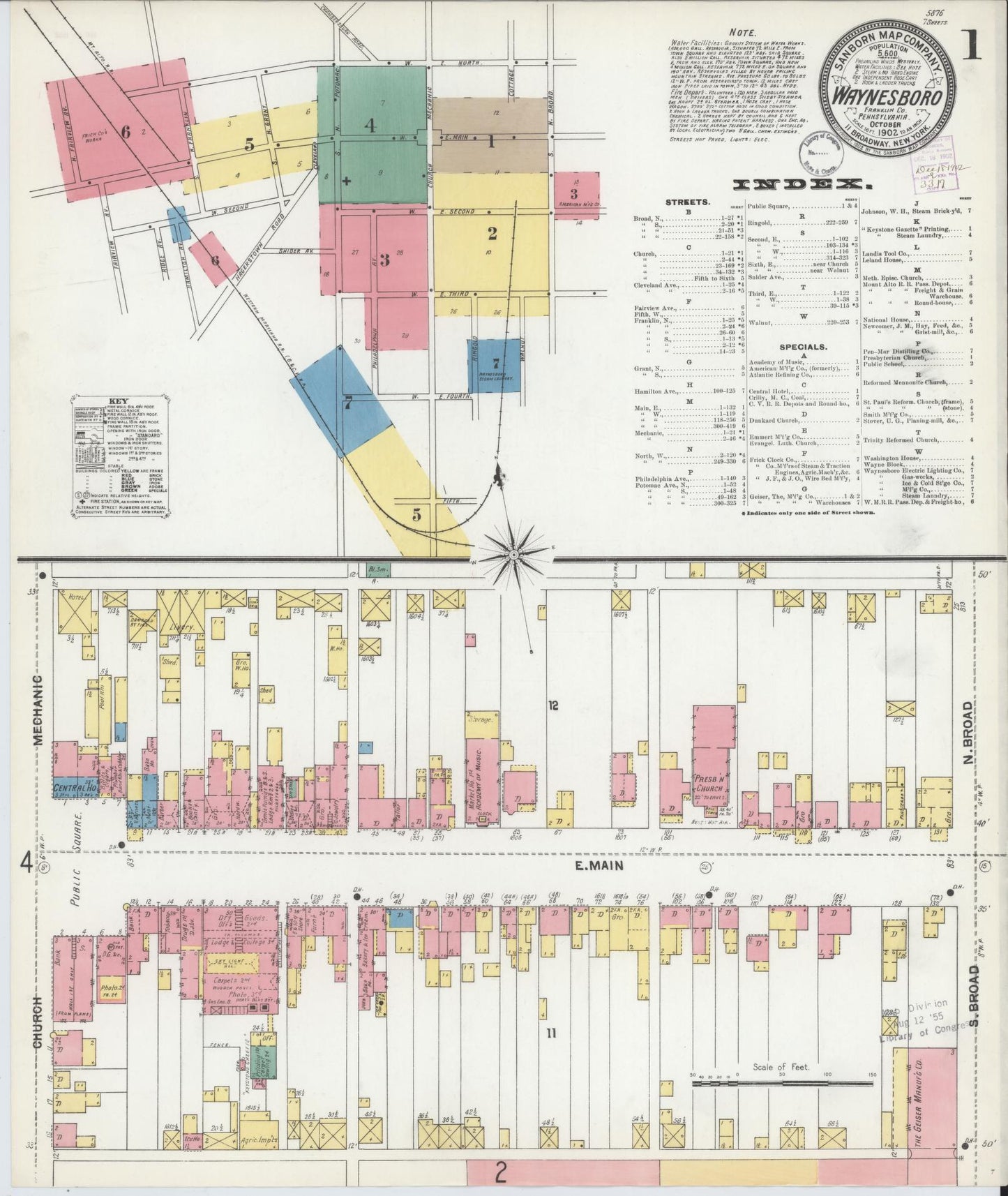 Sanborn Fire Insurance Map from Waynesboro, Franklin County, Pennsylvania (1902), Sheet #0001 - Complete Map Set gallery image, historic Sanborn map, vintage wall art, Pennsylvania Pennsylvania