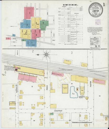 Sanborn Fire Insurance Map from Canton, Madison County, Mississippi (1905), Sheet #0001 - Complete Map Set gallery image, historic Sanborn map, vintage wall art, Mississippi Mississippi