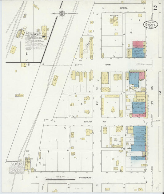 Sanborn Fire Insurance Map from Grove, Delaware County, Oklahoma (1914), Sheet #0002 - Historic Sanborn Fire Insurance Map Print, vintage old map wall art, antique decor, genealogy gift, Grove Delaware map