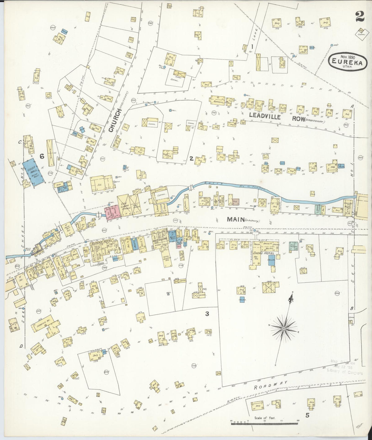 Sanborn Fire Insurance Map from Eureka, Juab County, Utah (1890), Sheet #0002 - Historic Sanborn Fire Insurance Map Print, vintage old map wall art, antique decor, genealogy gift, Utah Utah map
