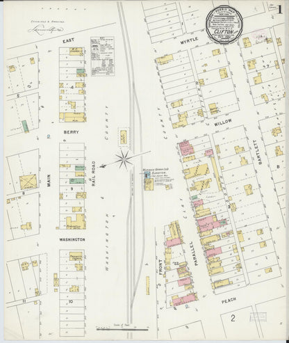 Sanborn Fire Insurance Map from Clifton, Washington and Clay Counties, Kansas (1896), Sheet #0001 - Complete Map Set gallery image, historic Sanborn map, vintage wall art, Kansas Kansas
