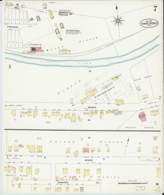 Sanborn Fire Insurance Map from Idaho Springs, Clear Creek County, Colorado (1907), Sheet #0007 - Historic Sanborn Fire Insurance Map Print, vintage old map wall art, antique decor, genealogy gift, Colorado Colorado map