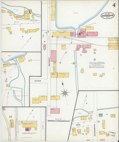 Sanborn Fire Insurance Map from Ashburnham, Worcester County, Massachusetts (1904), Sheet #0004 - Complete Map Set gallery image, historic Sanborn map, vintage wall art, Massachusetts Massachusetts