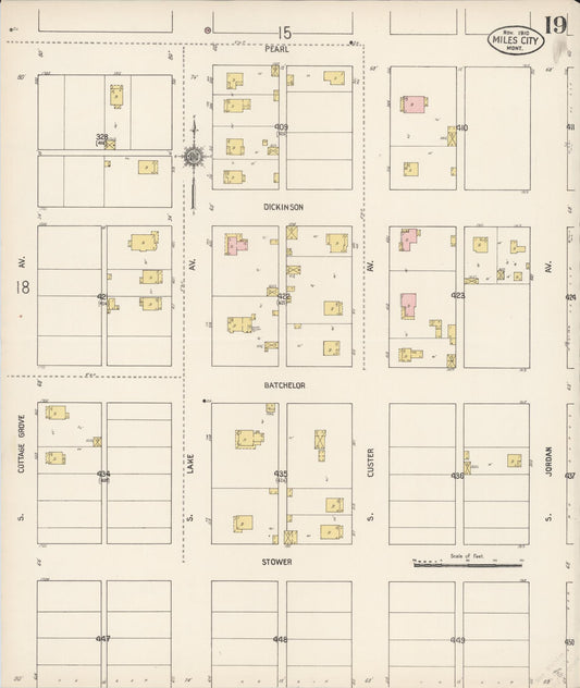 Sanborn Fire Insurance Map from Miles City, Custer County, Montana (1910), Sheet #0019 - Historic Sanborn Fire Insurance Map Print, vintage old map wall art, antique decor, genealogy gift, Montana Montana map