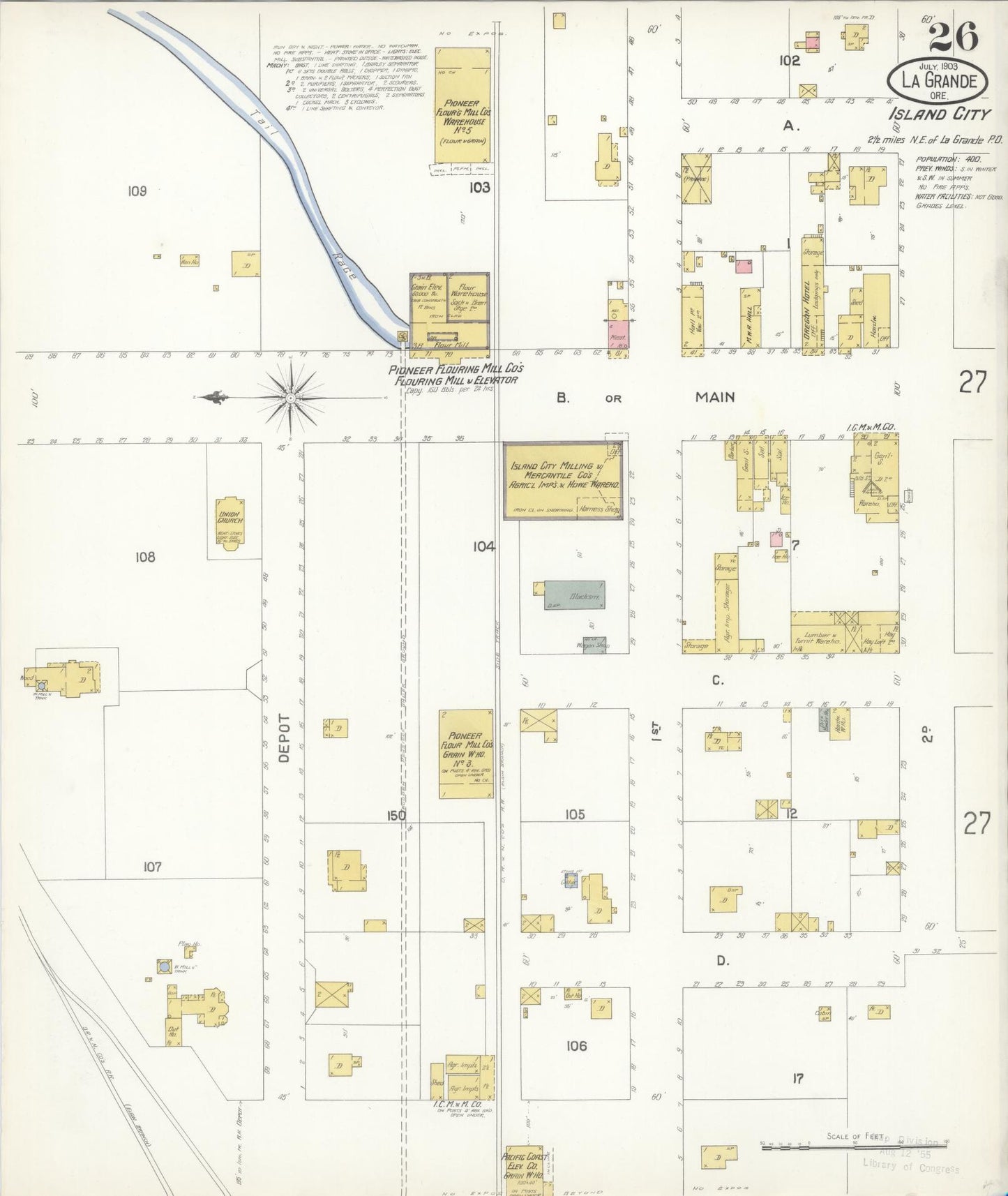 Sanborn Fire Insurance Map from La Grande, Union County, Oregon (1903), Sheet #0026 - Historic Sanborn Fire Insurance Map Print, vintage old map wall art, antique decor, genealogy gift, Oregon Oregon map