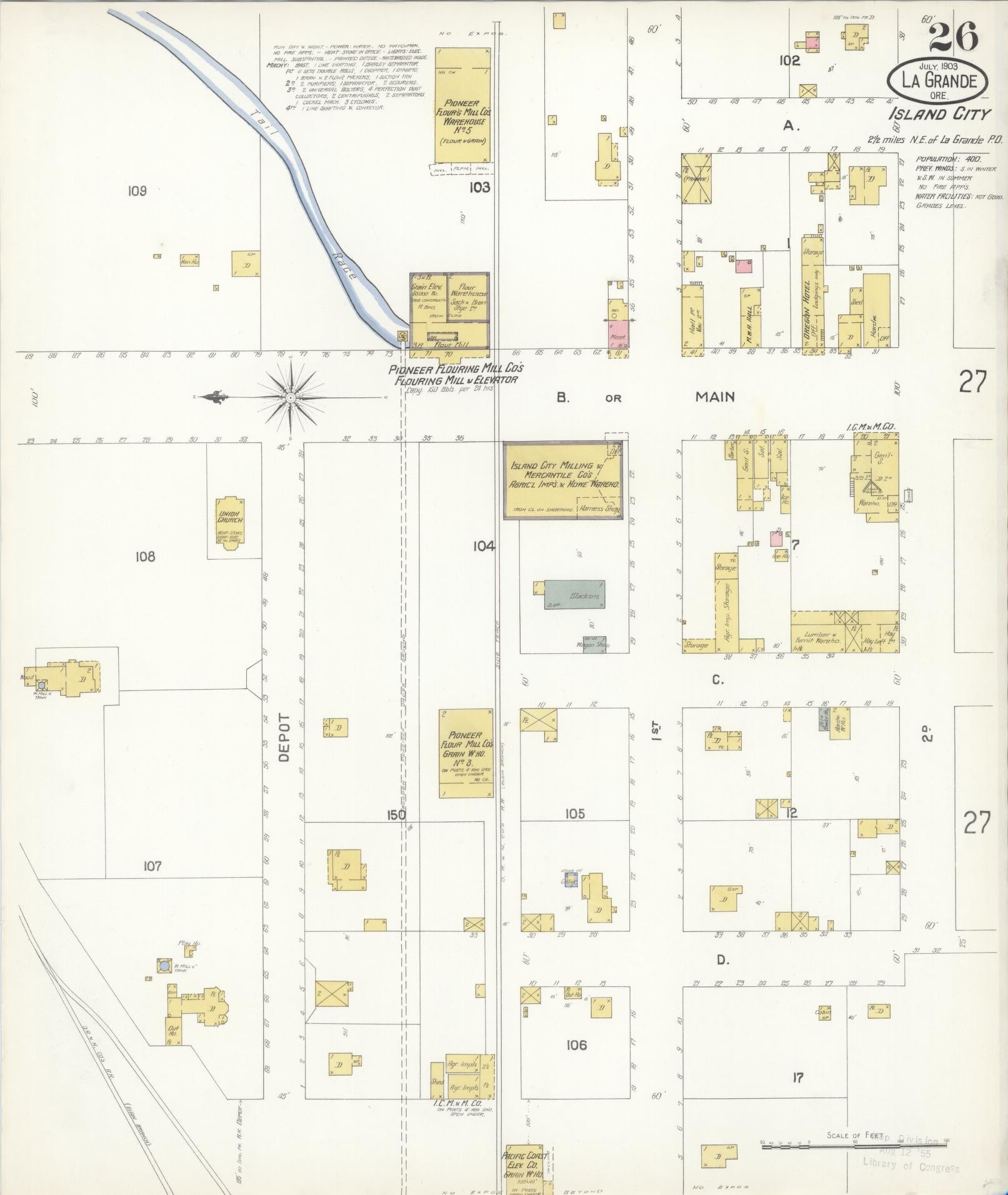 Sanborn Fire Insurance Map from La Grande, Union County, Oregon (1903), Sheet #0026 - Historic Sanborn Fire Insurance Map Print, vintage old map wall art, antique decor, genealogy gift, Oregon Oregon map