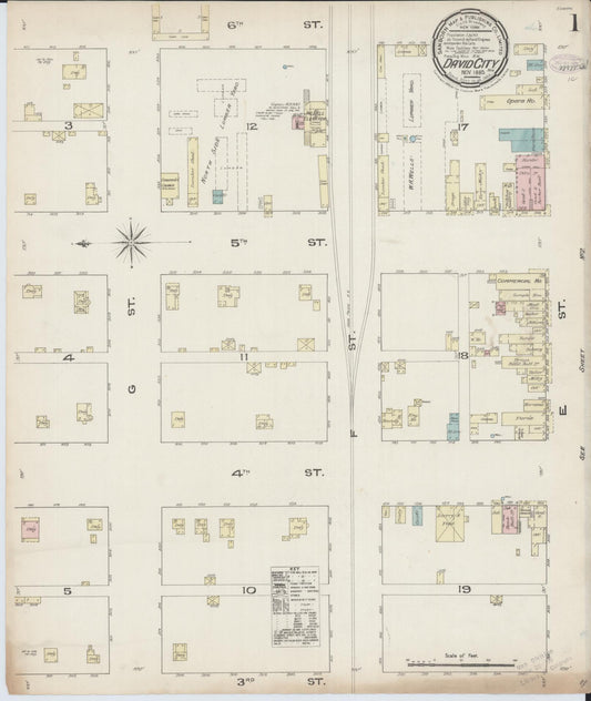 Sanborn Fire Insurance Map from David City, Butler County, Nebraska (1885), Sheet #0001 - Complete Map Set gallery image, historic Sanborn map, vintage wall art, Nebraska Nebraska