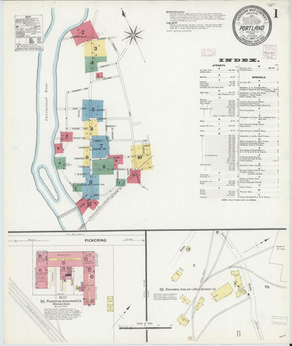 Sanborn Fire Insurance Map from Portland, Middlesex County, Connecticut (1907), Sheet #0001 - Complete Map Set gallery image, historic Sanborn map, vintage wall art, Connecticut Connecticut
