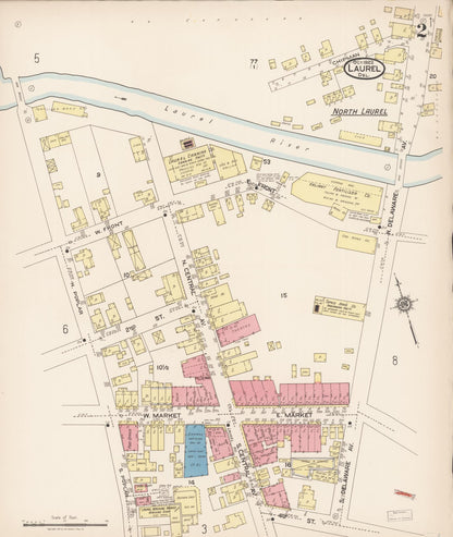 Sanborn Fire Insurance Map from Laurel, Sussex County, Delaware (1922), Sheet #0002 - Complete Map Set gallery image, historic Sanborn map, vintage wall art, Delaware Delaware