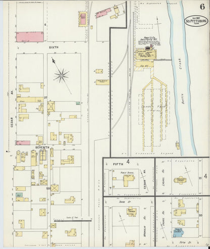 Sanborn Fire Insurance Map from South Pittsburg, Marion County, Tennessee (1897), Sheet #0006 - Complete Map Set gallery image, historic Sanborn map, vintage wall art, Tennessee Tennessee