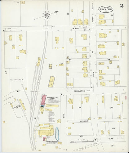 Sanborn Fire Insurance Map from Winchester, Clark County, Kentucky (1907), Sheet #0002 - Complete Map Set gallery image, historic Sanborn map, vintage wall art, Kentucky Kentucky