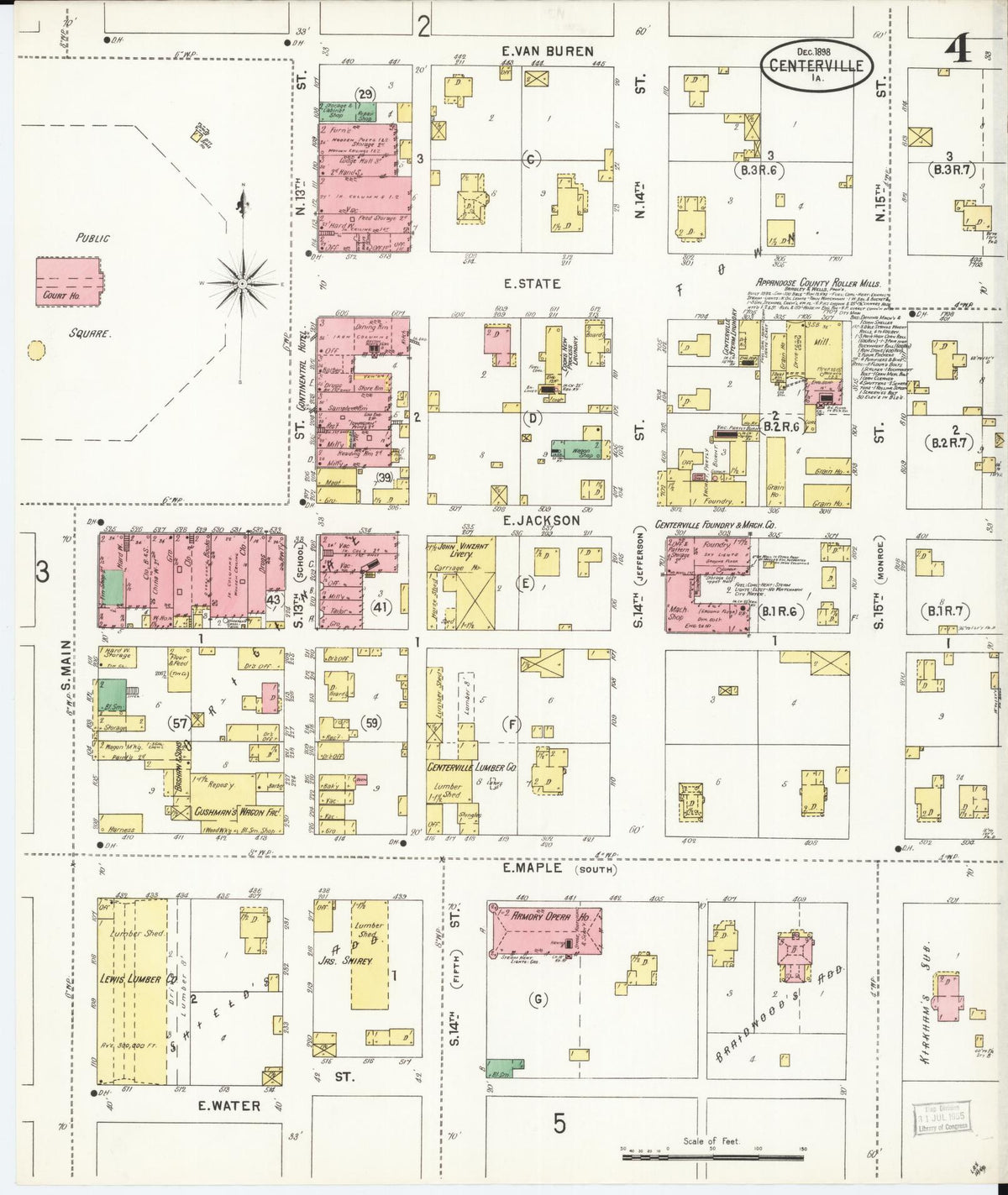 Sanborn Fire Insurance Map from Centerville, Appanoose County, Iowa (1898), Sheet #0004 - Historic Sanborn Fire Insurance Map Print