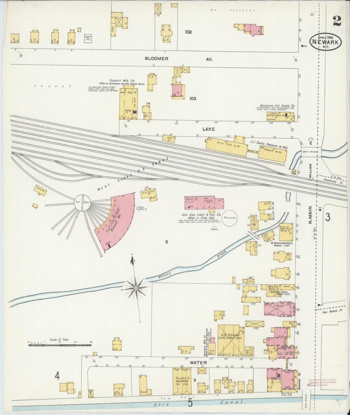 Sanborn Fire Insurance Map from Newark, Wayne County, New York (1906), Sheet #0002 - Complete Map Set gallery image, historic Sanborn map, vintage wall art, New York New York