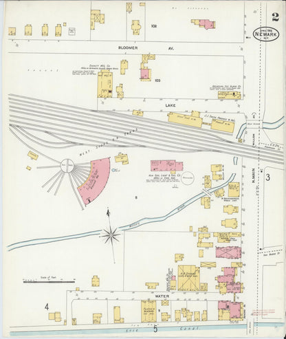 Sanborn Fire Insurance Map from Newark, Wayne County, New York (1906), Sheet #0002 - Complete Map Set gallery image, historic Sanborn map, vintage wall art, New York New York
