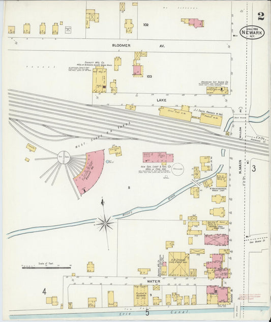 Sanborn Fire Insurance Map from Newark, Wayne County, New York (1906), Sheet #0002 - Complete Map Set gallery image, historic Sanborn map, vintage wall art, New York New York