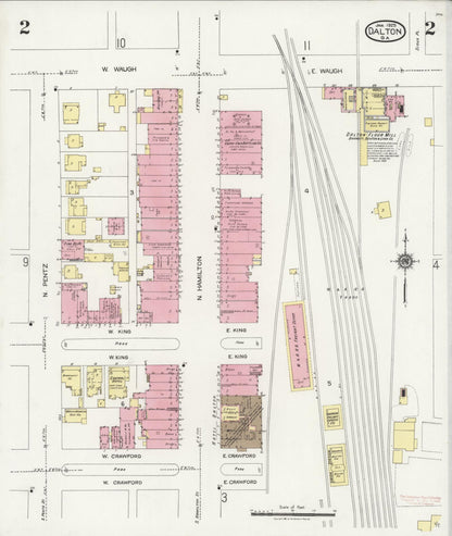 Sanborn Fire Insurance Map from Dalton, Whitfield County, Georgia (1925), Sheet #0002 - Complete Map Set gallery image, historic Sanborn map, vintage wall art, Georgia Georgia