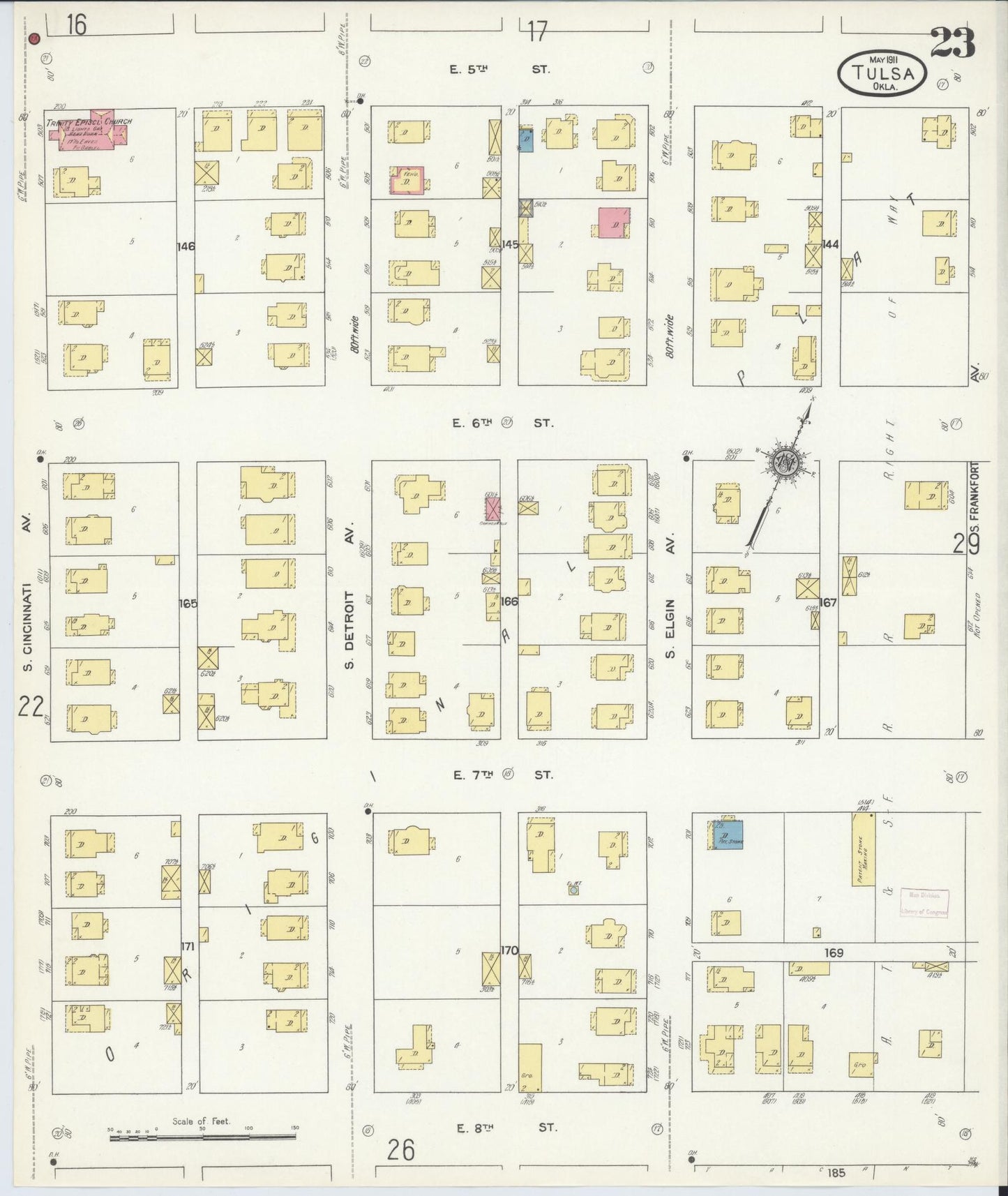 Sanborn Fire Insurance Map from Tulsa, Tulsa County, Oklahoma (1911), Sheet #0023 - Complete Map Set gallery image, historic Sanborn map, vintage wall art, Oklahoma Oklahoma