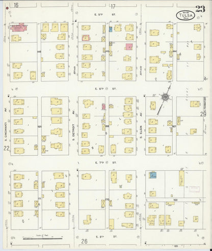 Sanborn Fire Insurance Map from Tulsa, Tulsa County, Oklahoma (1911), Sheet #0023 - Complete Map Set gallery image, historic Sanborn map, vintage wall art, Oklahoma Oklahoma