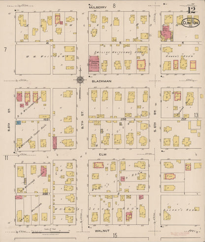 Sanborn Fire Insurance Map from Clinton, Vermillion County, Indiana (1921), Sheet #0012 - Historic Sanborn Fire Insurance Map Print, vintage old map wall art, antique decor, genealogy gift, Indiana Indiana map