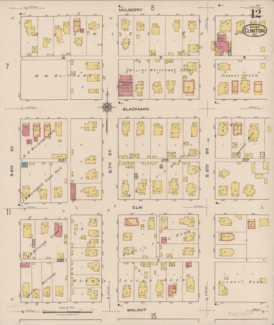 Sanborn Fire Insurance Map from Clinton, Vermillion County, Indiana (1921), Sheet #0012 - Historic Sanborn Fire Insurance Map Print, vintage old map wall art, antique decor, genealogy gift, Indiana Indiana map