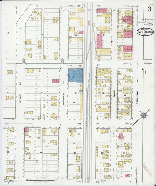 Sanborn Fire Insurance Map from East Dubuque, Jo Daviess County, Illinois (1921), Sheet #0003 - Historic Sanborn Fire Insurance Map Print, vintage old map wall art, antique decor, genealogy gift, Illinois Illinois map