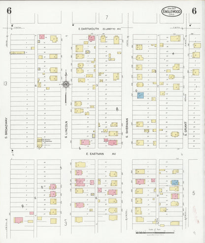 Sanborn Fire Insurance Map from Englewood, Arapahoe County, Colorado (1927), Sheet #0006 - Complete Map Set gallery image, historic Sanborn map, vintage wall art, Colorado Colorado