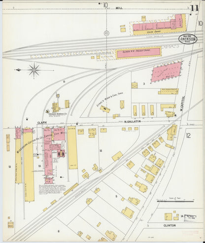 Sanborn Fire Insurance Map from Jackson, Hinds County, Mississippi (1900), Sheet #0011 - Complete Map Set gallery image, historic Sanborn map, vintage wall art, Mississippi Mississippi