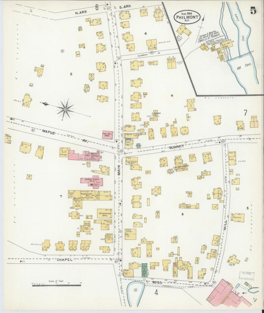 Sanborn Fire Insurance Map from Philmont, Columbia County, New York (1904), Sheet #0005 - Historic Sanborn Fire Insurance Map Print, vintage old map wall art, antique decor, genealogy gift, New York New York map