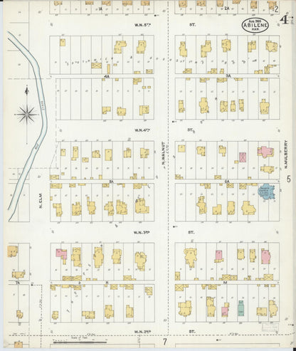 Sanborn Fire Insurance Map from Abilene, Dickinson County, Kansas (1905), Sheet #0004 - Complete Map Set gallery image, historic Sanborn map, vintage wall art, Kansas Kansas