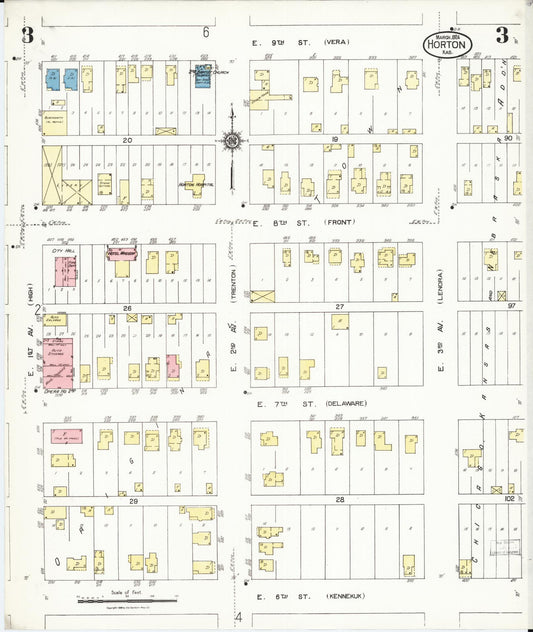 Sanborn Fire Insurance Map from Horton, Brown County, Kansas (1924), Sheet #0003 - Historic Sanborn Fire Insurance Map Print, vintage old map wall art, antique decor, genealogy gift, Kansas Kansas map