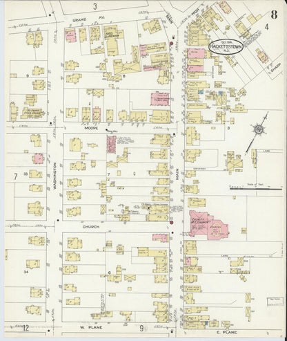 Sanborn Fire Insurance Map from Hackettstown, Warren County, New Jersey (1914), Sheet #0008 - Complete Map Set gallery image, historic Sanborn map, vintage wall art, New Jersey New Jersey
