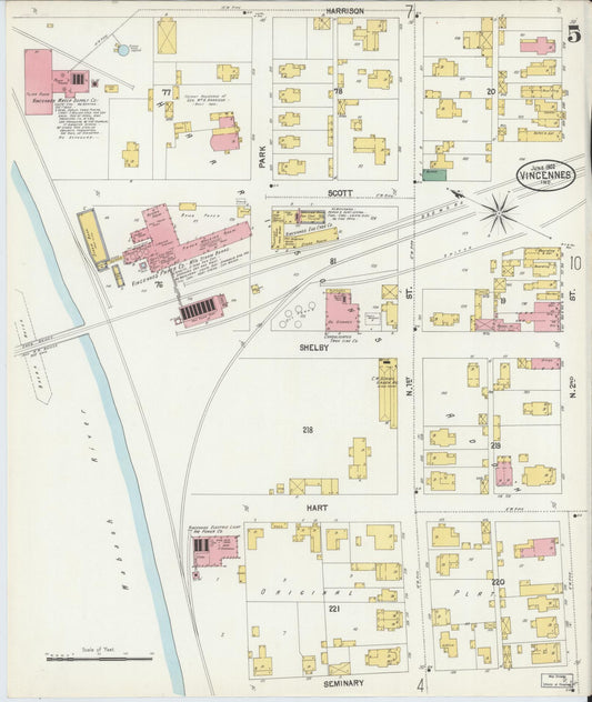 Sanborn Fire Insurance Map from Vincennes, Knox County, Indiana (1902), Sheet #0005 - Historic Sanborn Fire Insurance Map Print, vintage old map wall art, antique decor, genealogy gift, Indiana Indiana map