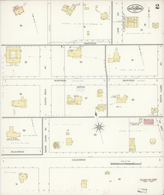 Sanborn Fire Insurance Map from Altadena, Los Angeles County, California (1908), Sheet #0002 - Historic Sanborn Fire Insurance Map Print, vintage old map wall art, antique decor, genealogy gift, California California map