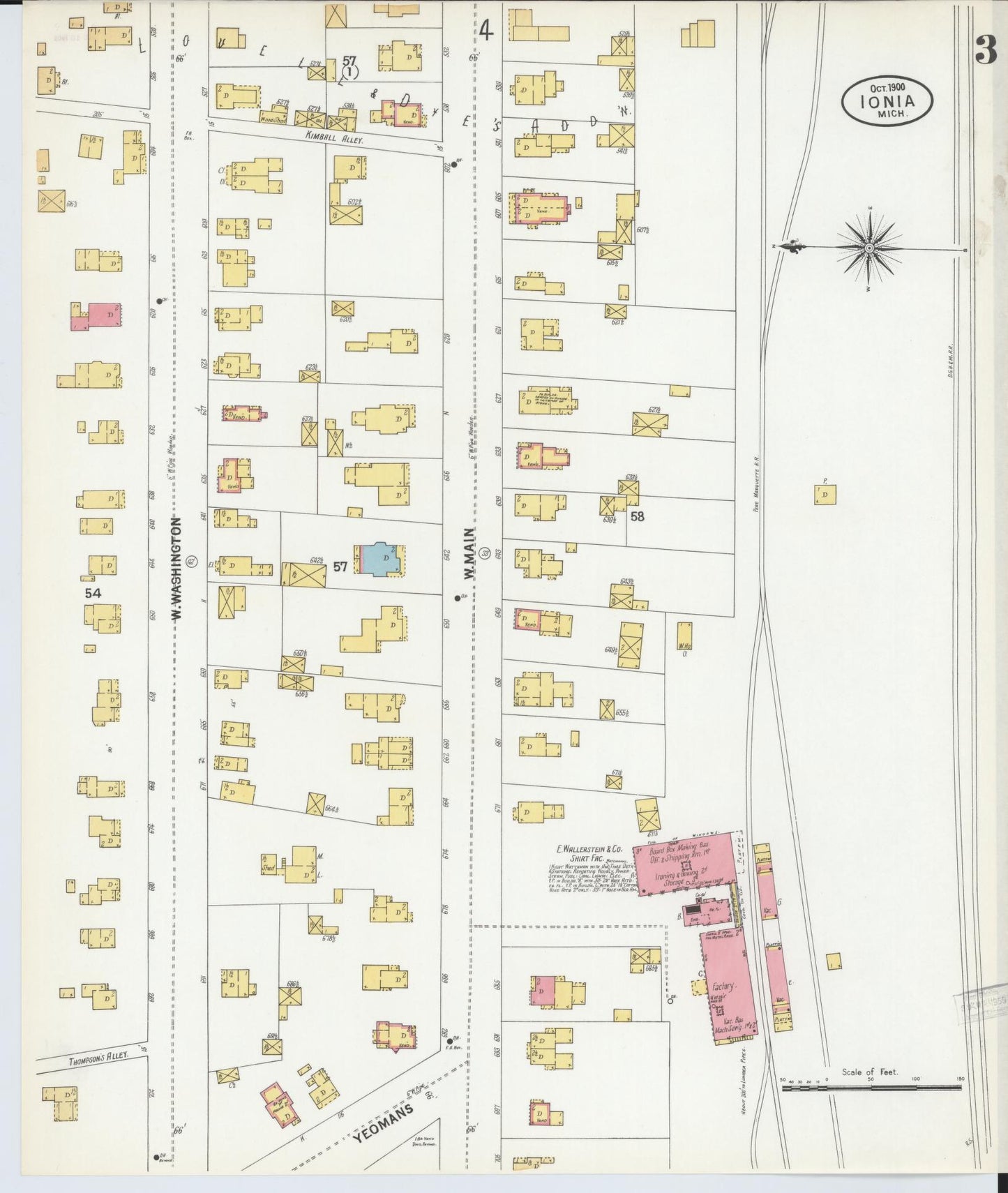 Sanborn Fire Insurance Map from Ionia, Ionia County, Michigan (1900), Sheet #0003 - Complete Map Set gallery image, historic Sanborn map, vintage wall art, Michigan Michigan