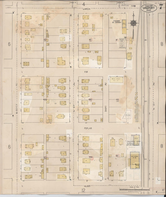 Sanborn Fire Insurance Map from Sandpoint, Bonner County, Idaho (1948), Sheet #0007 - Historic Sanborn Fire Insurance Map Print, vintage old map wall art, antique decor, genealogy gift, Idaho Idaho map